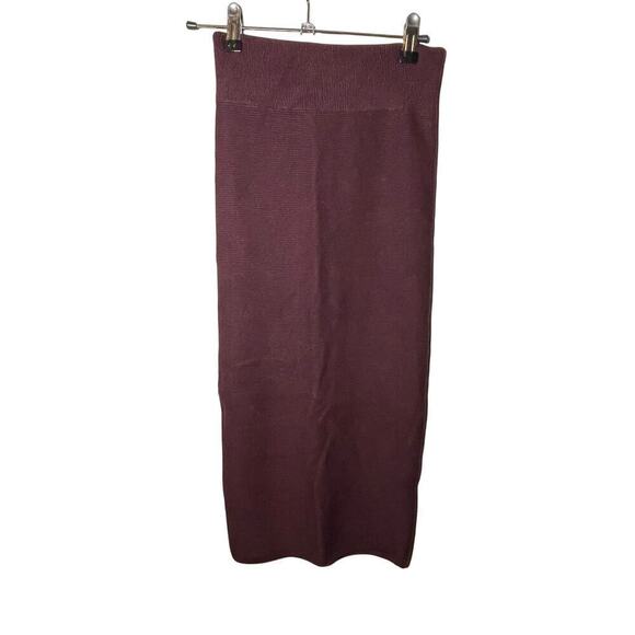 Express Burgundy Bodycon Pencil Knit Midi Skirt Women's Size Small - Picture 2 of 4